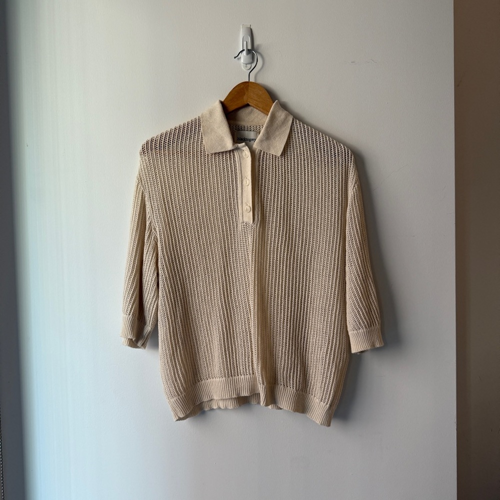.blacktogrey Ivory Knitted Polo Top, size S/M